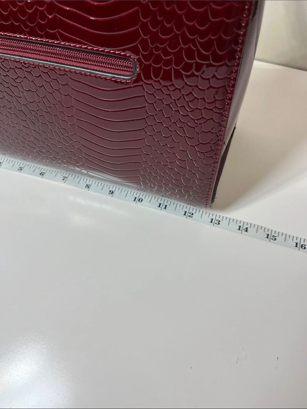 NWOT Red Leather Croc-Texture Bag